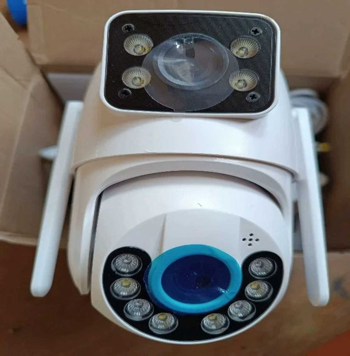 Поворотна Wi-Fi камера відео спостереження 8MP 4K PTZ з 2-Х лінзою