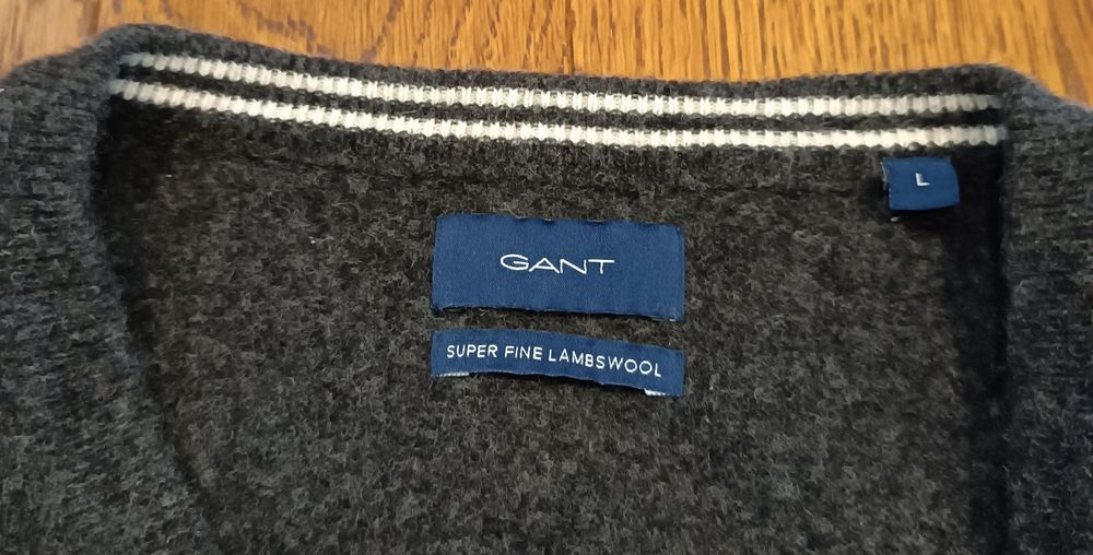 Sweter Gant Wełniany Jagnięca Wełna Oryginalny Ciepły Męski L