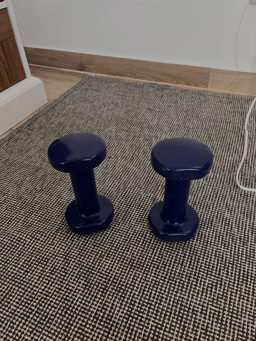 tapete de yoga y dois halteres de dois quilos