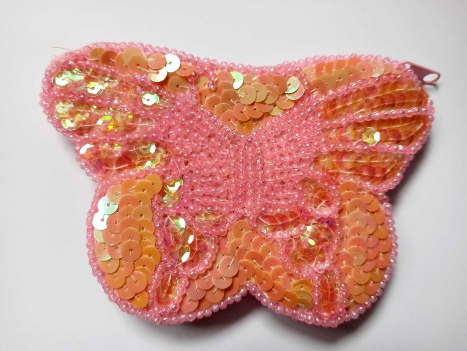 Portfelik cekiny koraliki motyl motylek