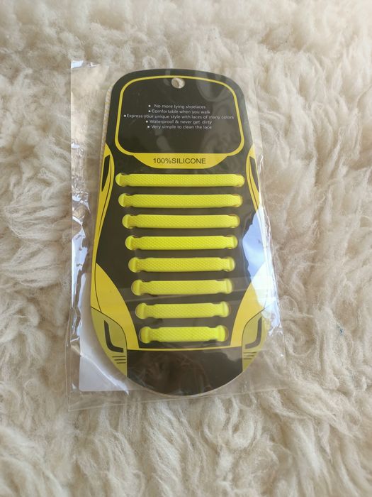 Silikonowe limonkowe żółte sznurówki bez