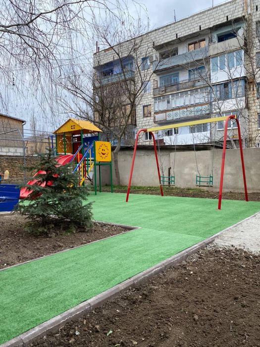 Детская площадка. Горка, качеля, песочница.