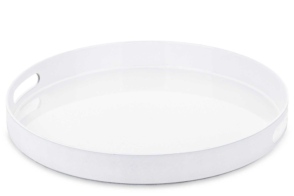 Taca dekoracyjna biała okrągła 4x35x35
