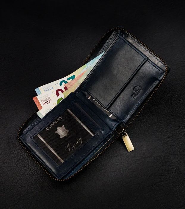 portfel skórzany rfid always wild  granatowy