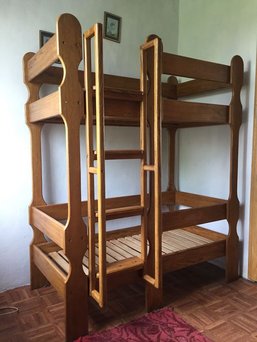 Ліжко дубове дитяче, двухярусне, 120х60см, самовивіз