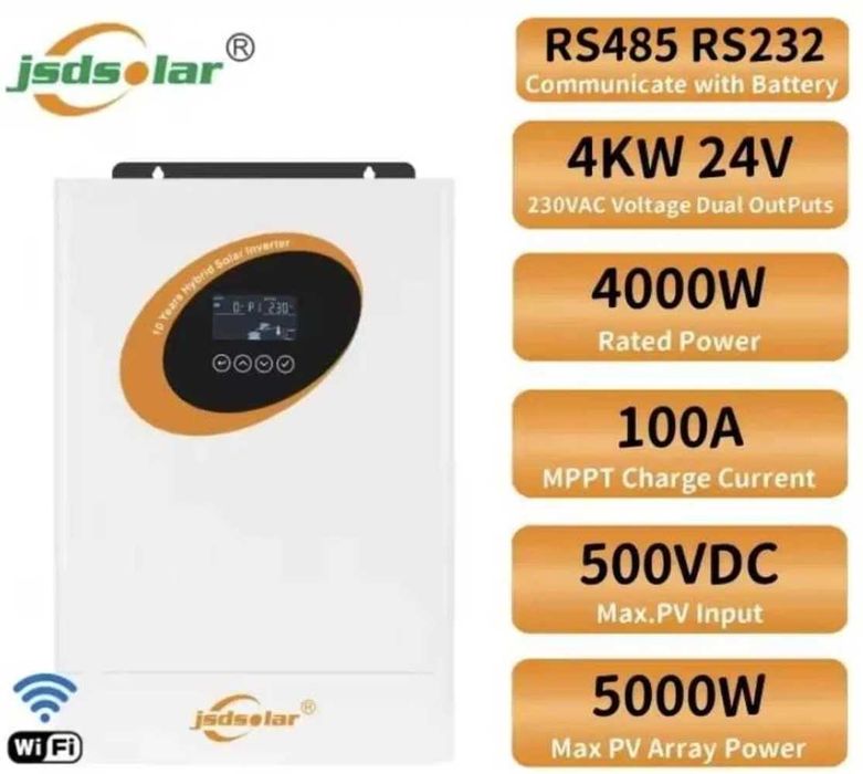 НАЛИЧИЕ Гибридный инвертор JSDSolar J4000HC 4кВт 24V-220V 100A +WiFi