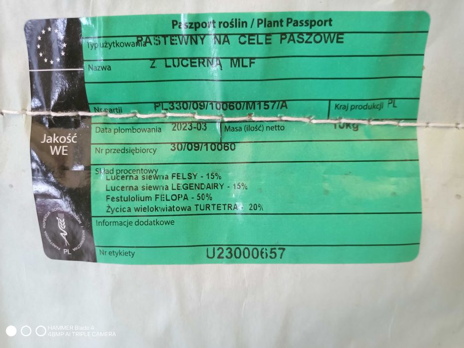 Mieszanka Lucern z trawami, nasiona traw AGRI LAND MLF 10 kg, lucerna