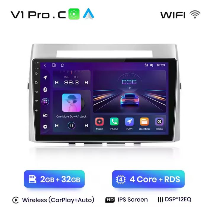 Rádio 9" Android Toyota Corolla Verso 2004-09 Carplay GPS wifi 2/32GB