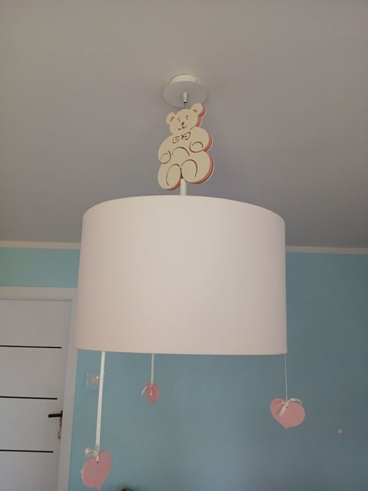 Żyrandol dla dziewczynki blady róż miś serce