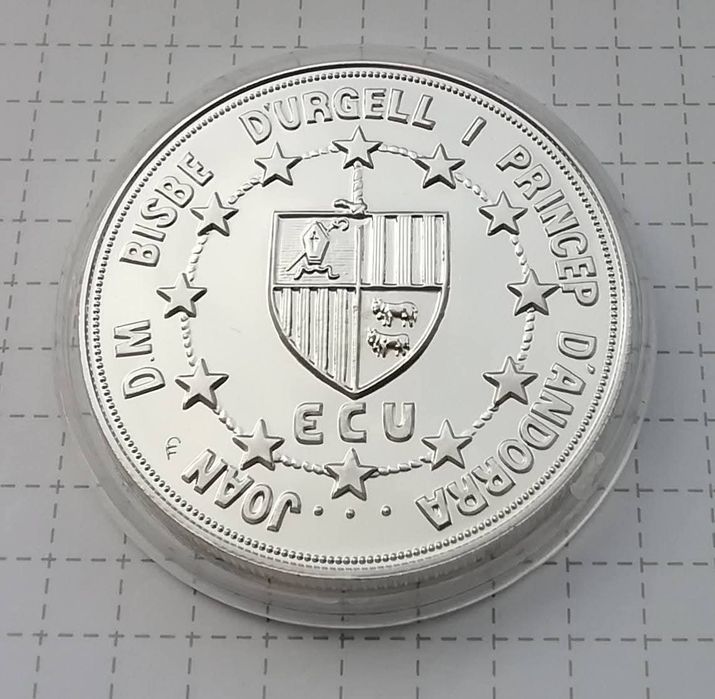 Андорра 10 дінерів 1991р. Митний союз ЄС. Carolus Magnus. СРІБЛО. ПРУФ