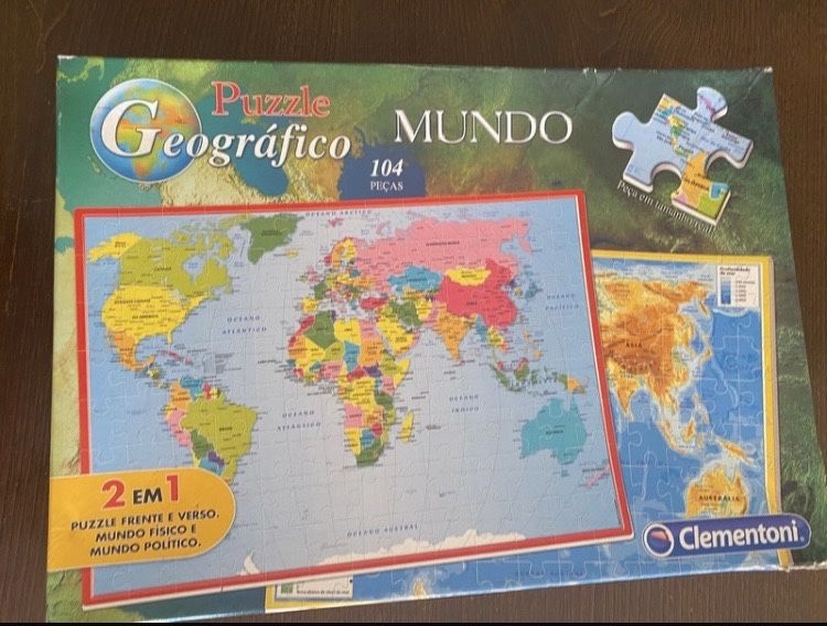Puzzle Geográfico Mundo, 2 em 1