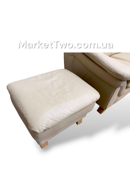 Кожаный, шкіряний комплект  диван,крісло + пуф ( 180703 )