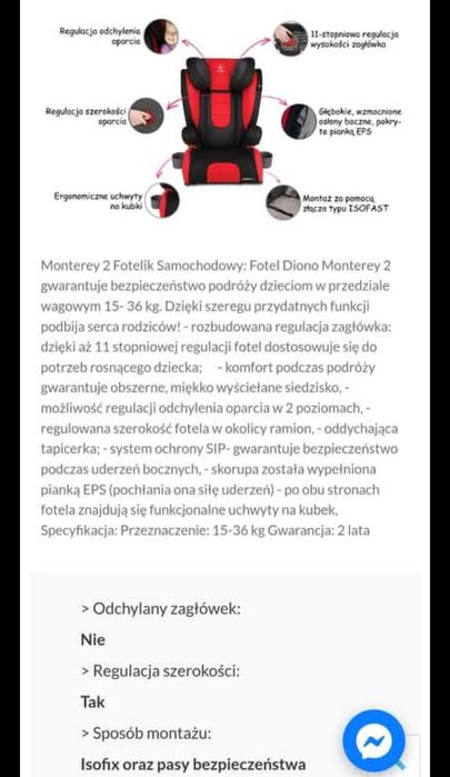 Fotelik samochodowy Monterey 15-36kg