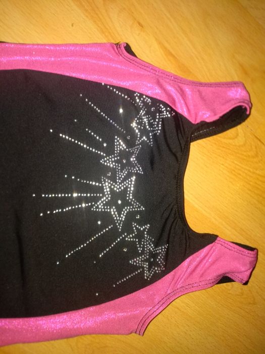 strój gimnastyczny body cyrkonie gimnastyka artystyczna 122-128cm