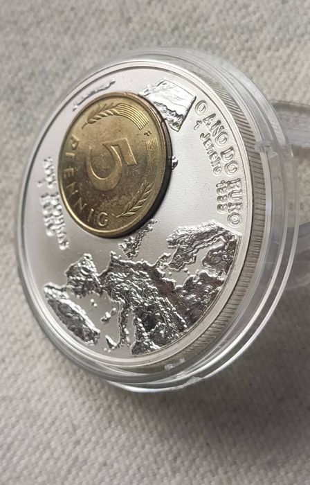 2000 добра 1999р." Річниця євро - Німеччина 5 пфеннінгів" СРІБЛО .ПРУФ