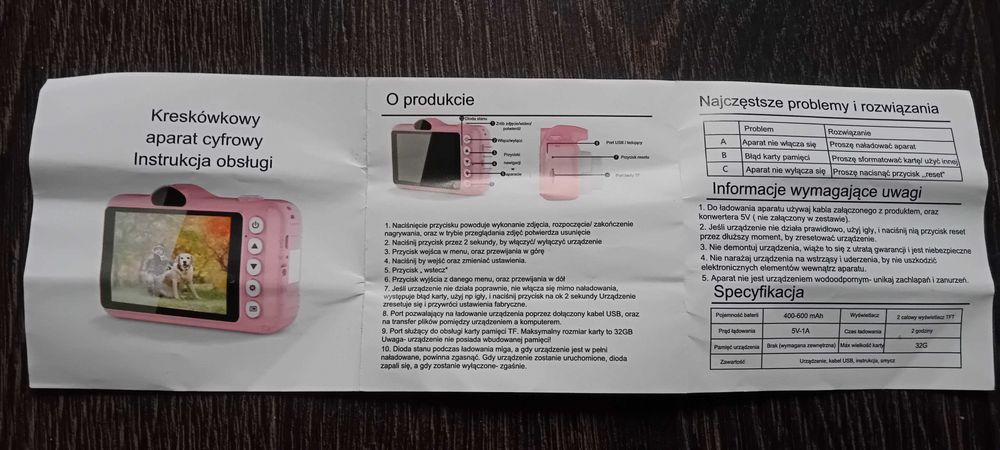 Aparat cyfrowy fotograficzny dla dzieci