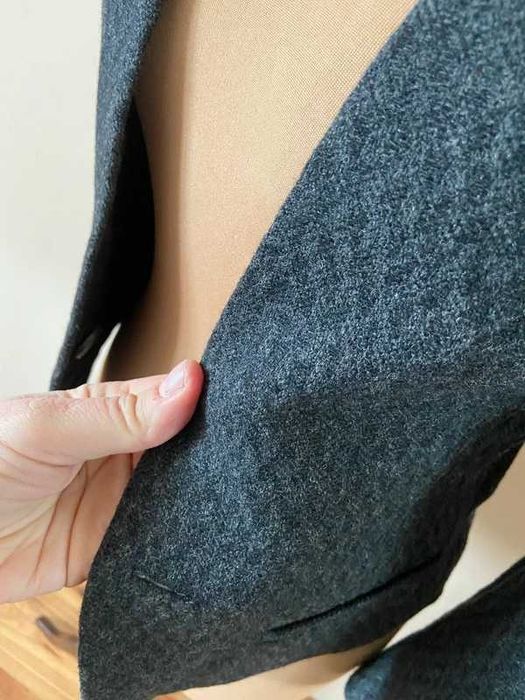 Marynarka tkana tekstura żakiet bolero mng mango xs s welna wool 34 36