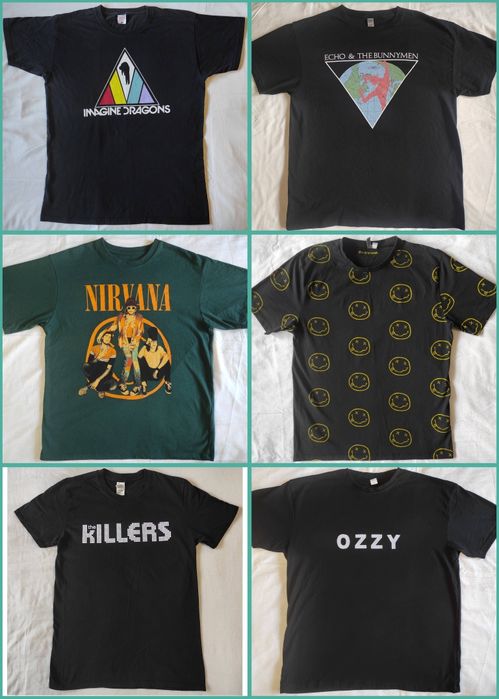 Футболки Imagine Dragons, Echo & The Bunnymen, Nirvana, The Killers, Ozzy Osbourne