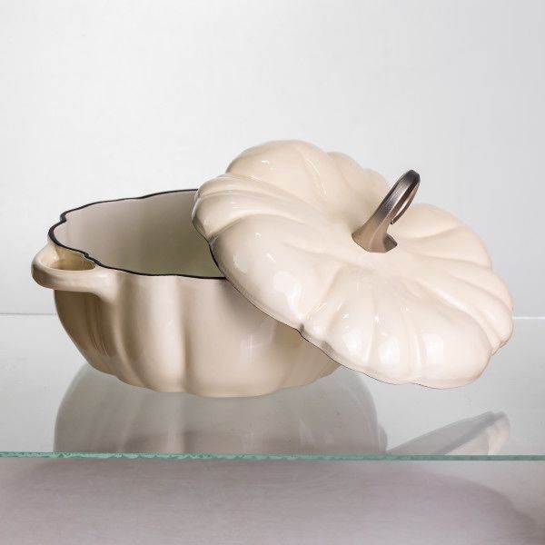 Каструля чавунна емальована Iron Pumpkin 3,5 л — помаранчева / біла