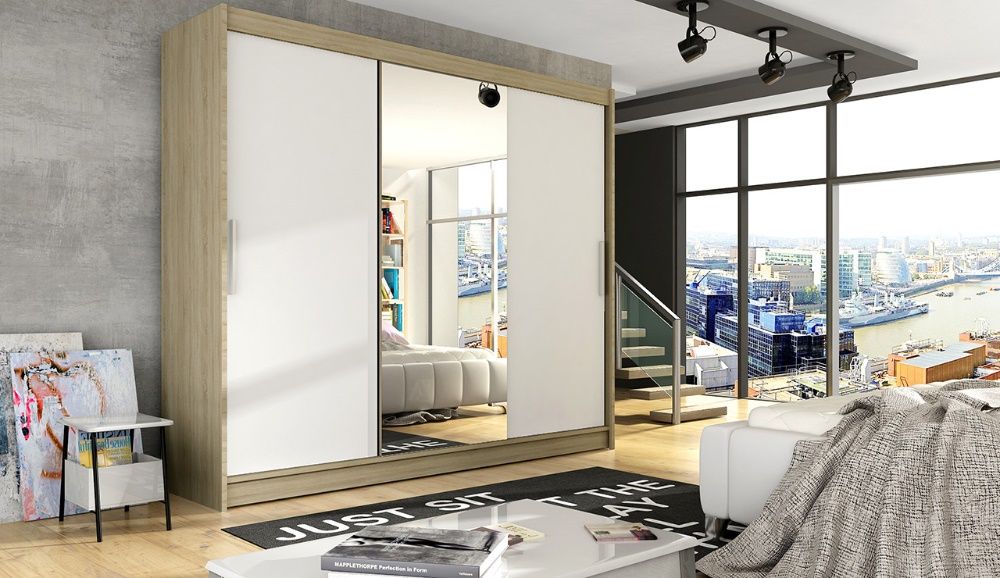 Szafa Przesuwna Garderoba BOSTON 1 250cm LED 4 Kolory DOSTAWA 10 dni