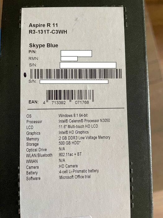 Laptop Acer Aspire R11 dotykowy