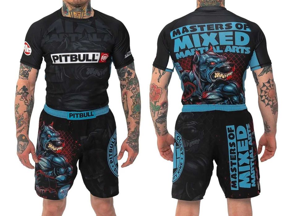 Комплект Рашгард + Шорты мма Pitbull (есть манто)