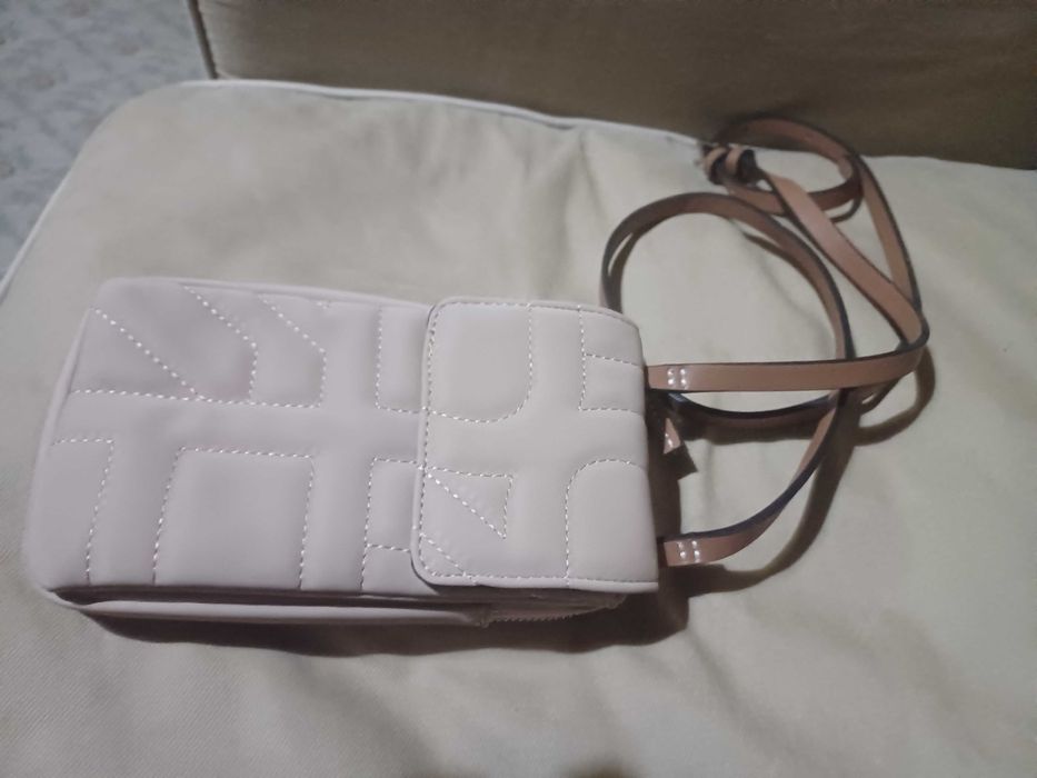 Bolsa creme com alça