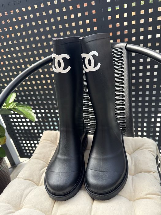 Резинові сапожки Chanel Rubber Rain Boots Black 36 37 розміри