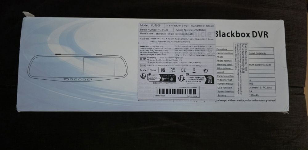 Kit auto espelho retrovisor com LCD HD, gravação imagens e câmara traseira