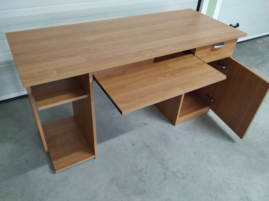 Mesa Computador Echo  - 140 x 75 x 60 cm, Melamina, Nogueira