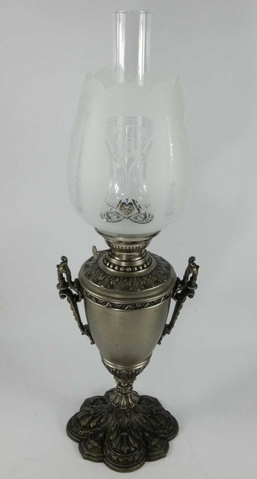 Duża LAMPA NAFTOWA secesja brenner HS kominek klosz
