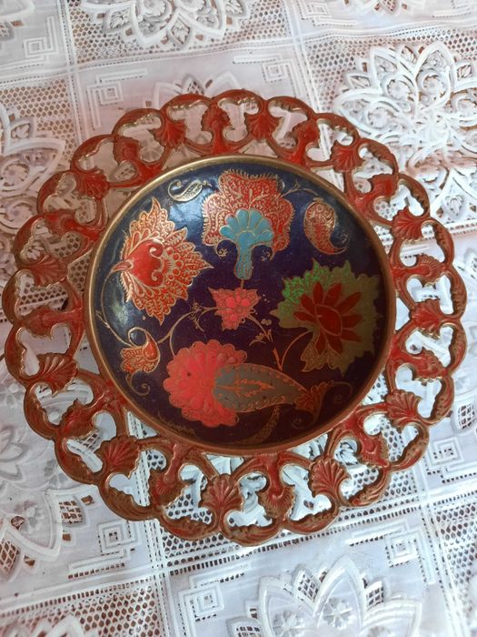 Конфетницы в наборе.Бронза-латунь.Эмаль.Новые.Индия.Бронзовая чаша