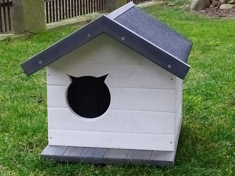 Buda Budy dla Kota Psa K7 SZARO-BIAŁA Malowana Ocieplona SKRĘCONA PR