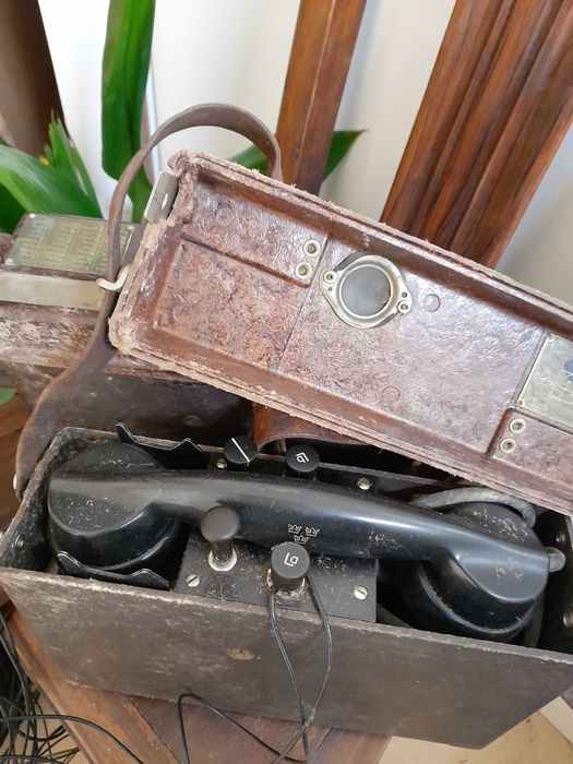 Antiguidade rara segunda guerra mundial 2 telefones trincheiras e fio