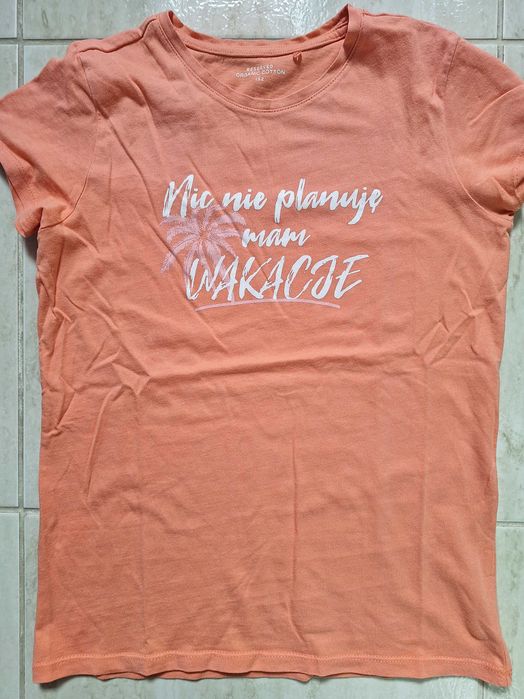 T-shirt dla dziewczynki rozm. 152 kolor koralowy