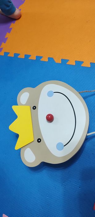 Lampka ścienna dziecięca Miś, drewniana z wyłącznikiem 3D
