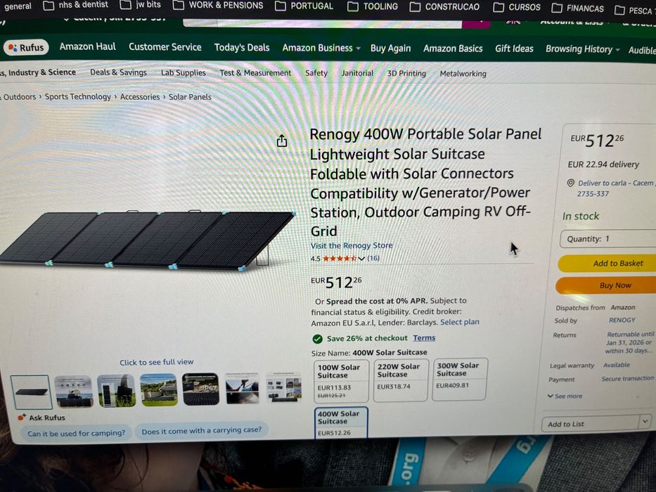Painéis solares portáteis da renogy com 400w   Compatível C/ geradores