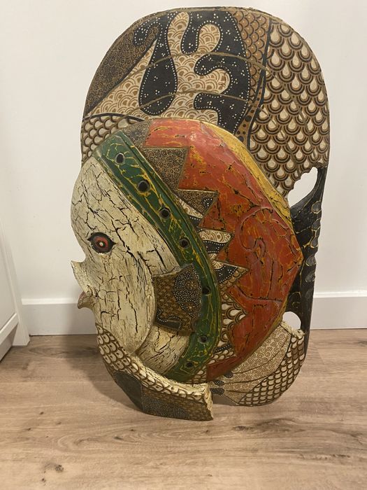 Peixe em madeira decorativo motivos étnicos