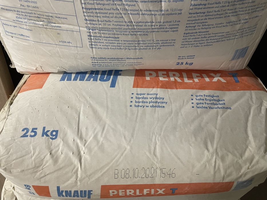 Perlfix T Knauf klej do plyt gipsowych 25kg