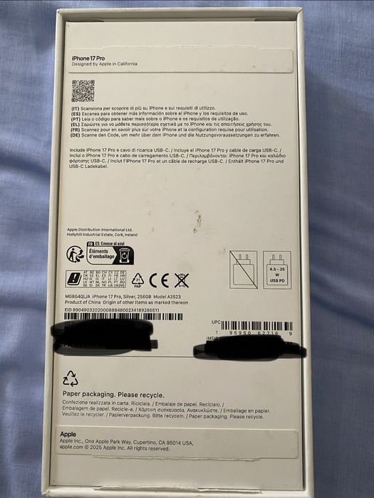 Caixa Iphone 17 Pro 256GB c/ cabo