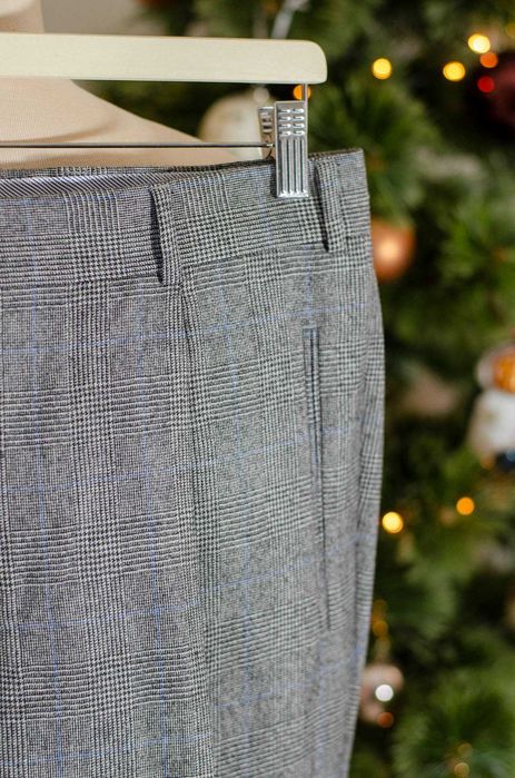 Nowe spodnie flanelowe 100% wełna, r46-48, POW, krata, zakładki