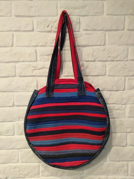 Torba na ramię kratkowo handmade