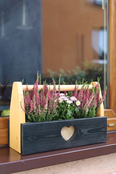 Skrzyneczka na kwiatki, wrzosy, zioła