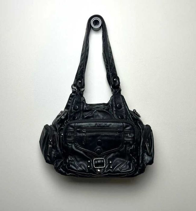 Czarna damska torebka steampunk multikieszenie