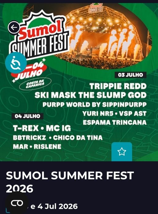 Bilhete Sumol Summer fest 2026