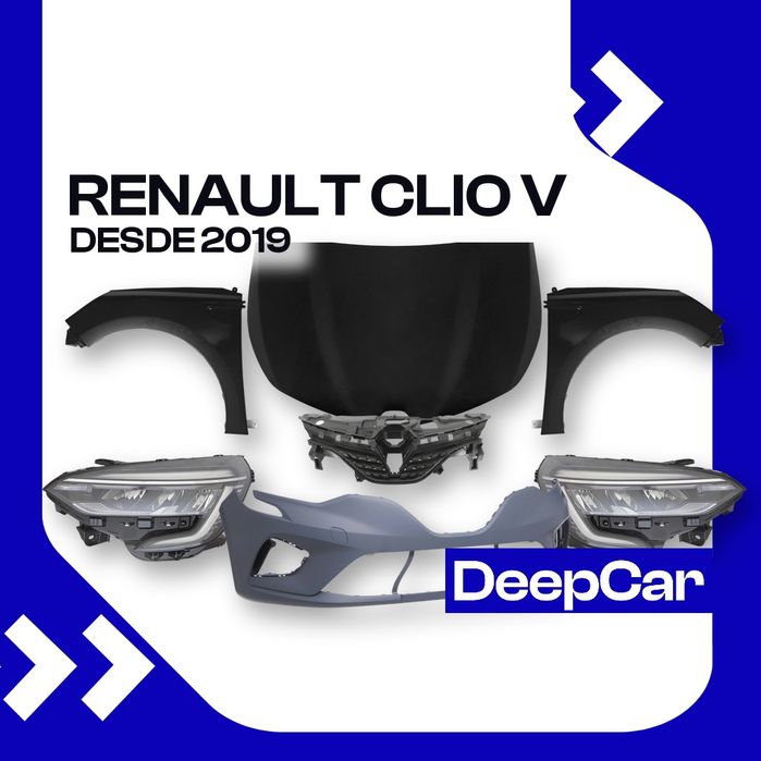 Frente Renault Clio V (2019 em diante) - PEÇAS NOVAS - Capot, Faróis, Para-choques, Guarda-lamas e Grelhas