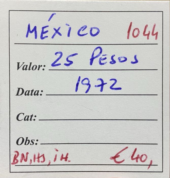 Moeda 1044 - MEXICO 25 Pesos 1972 Prata