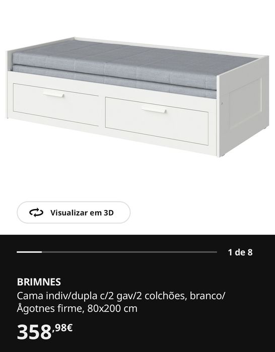 Cama individual dupla. 2 gavetas 2 colchoes