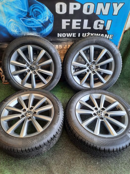Koła zimowe 17 5×112 Vw Passat B8 B9 T-ROC Turan Arteon Scharan Orginał jak Nowe 9mm
