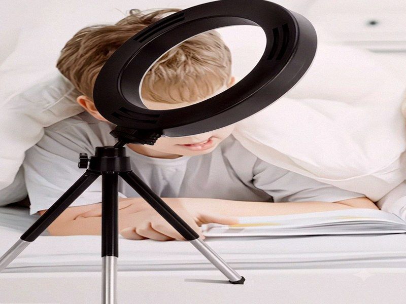Anel de Luz LED com Tripé Extensível — USB, Metal, Transmissão em Direto
